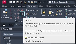 Vertical tool from Geometric section on Parametric tab