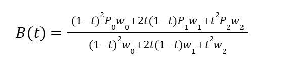 Rational Bézier curves equation for n=2